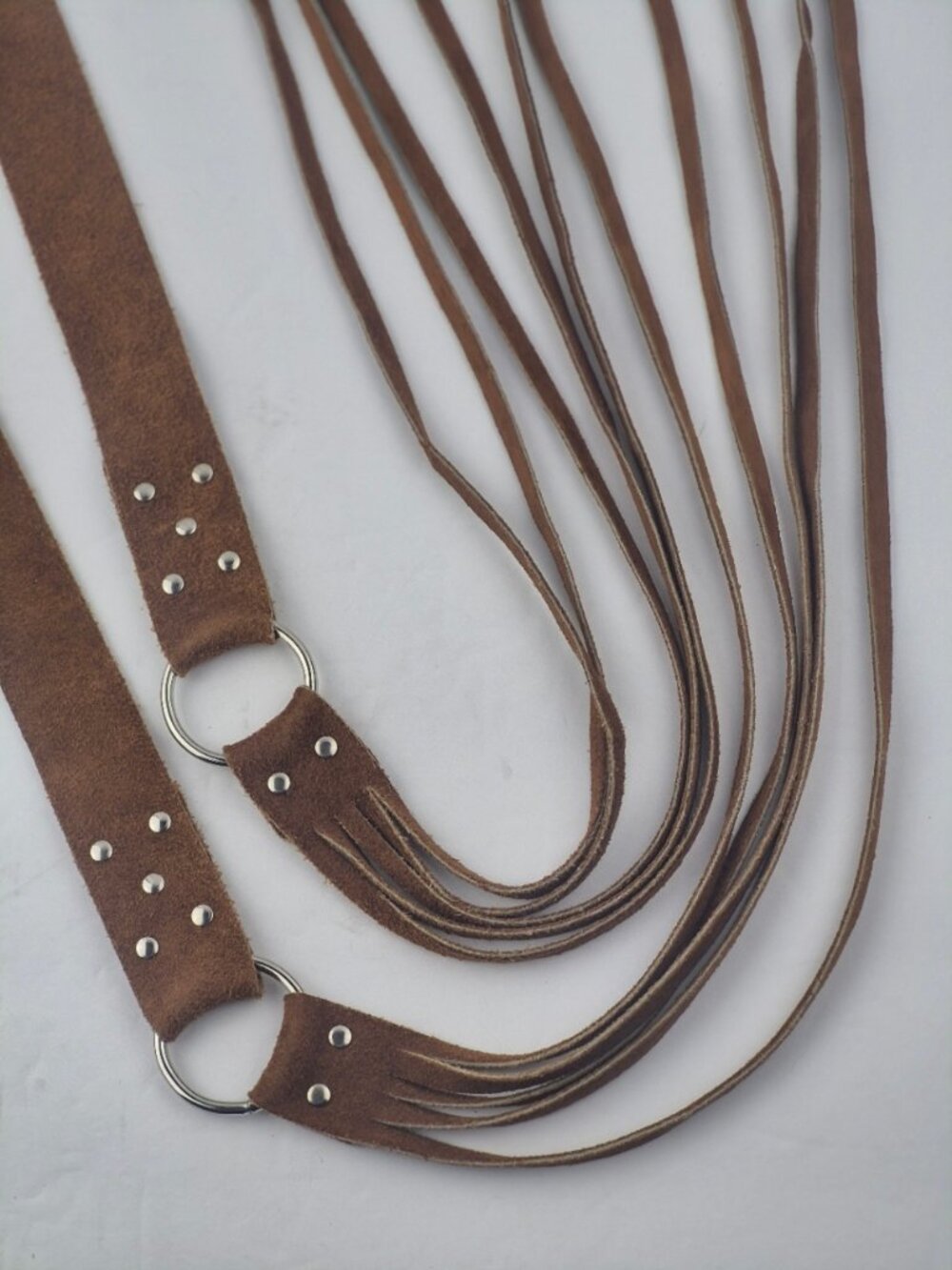 Suede Fringe Tie Waist O-Ring Belt Boho Festival Hippy Earthy Cowgirl Western - Picture 4 of 16